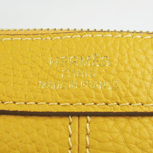 Replica Hermes New Arrival Double-duty leather handbag Yellow 60669